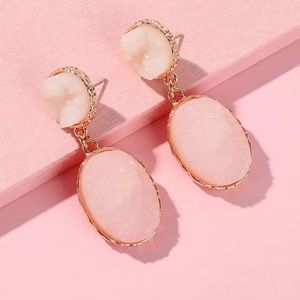 👗 Anthropologie Quartz Pink Druzy Earrings
